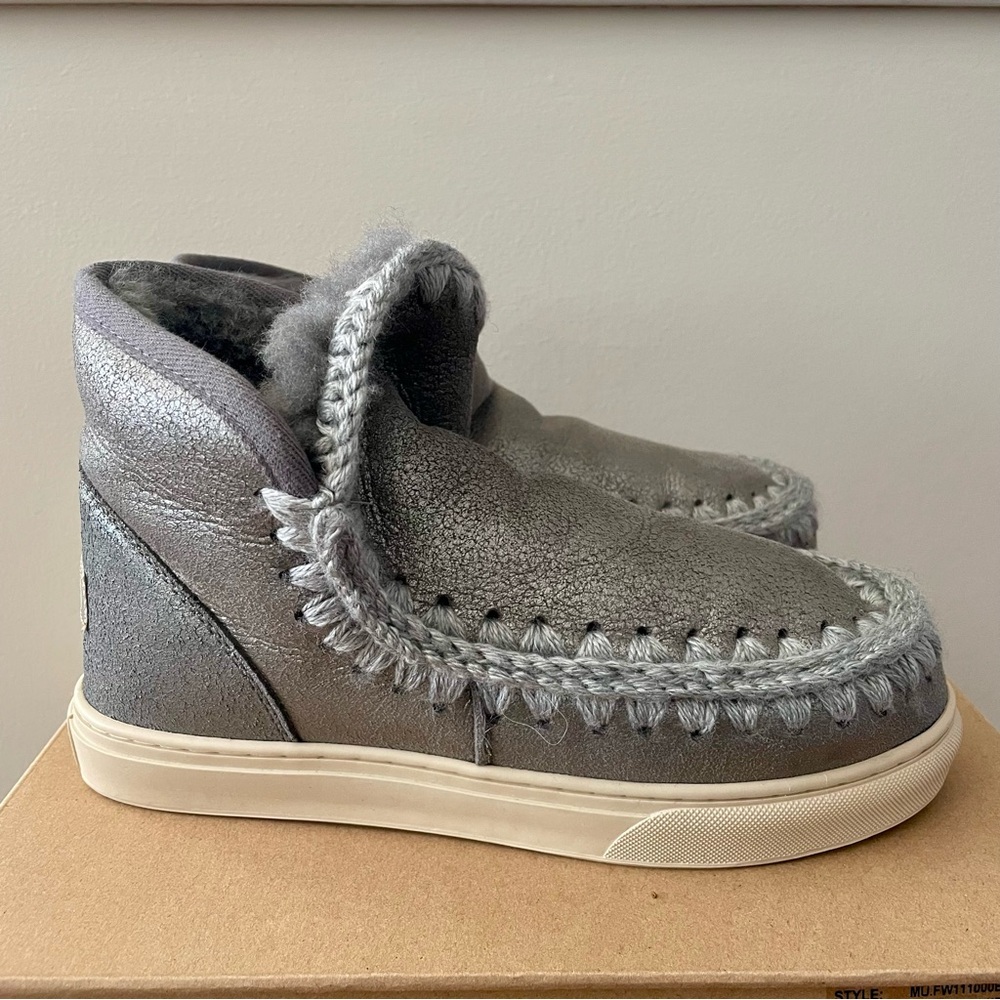 Mou Eskimo Sneaker Boots Metallic Dust Iron Women’s Size 38 BRAND NEW IN BOX